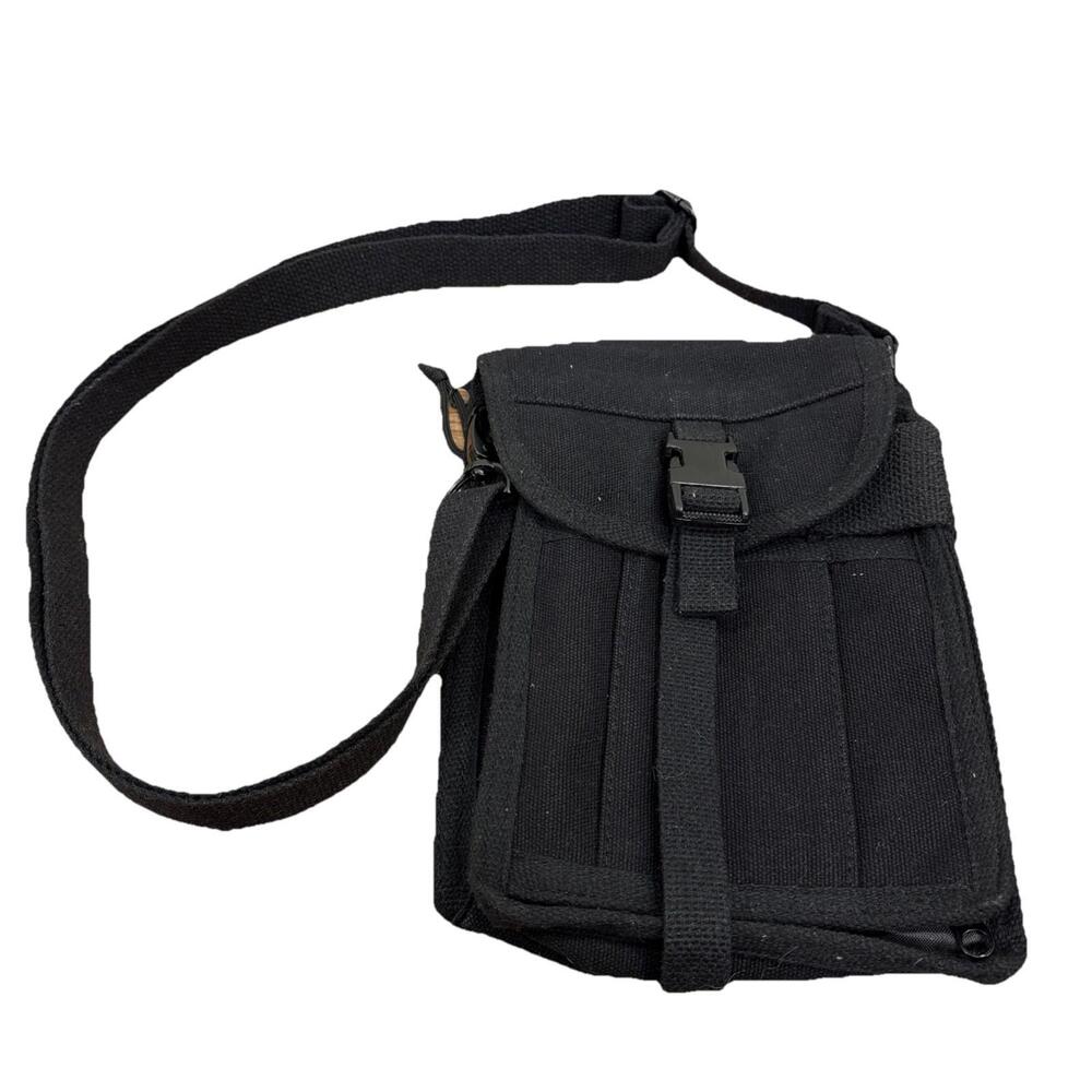 Rothco Crossbody Bag Black 6 X9 Canvas  Fold Out Wallet Adjustable Multi Use